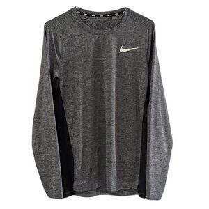 Nike Men's Dri-Fit Tight Fit Long Sleeve Top Gray/Black, Size Medium